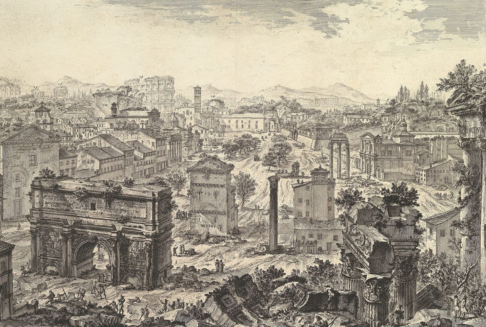 The Roman Forum as a cow field, seen from the Capitol